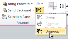 Ungrouping objects