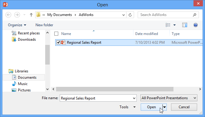 Screenshot of PowerPoint 2013