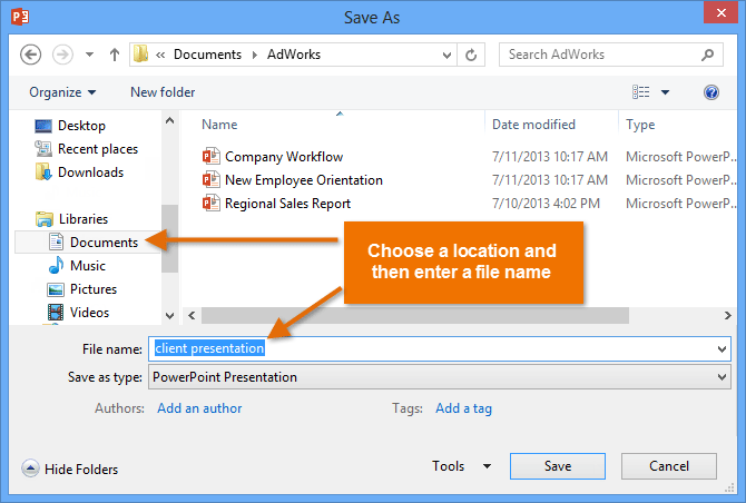 Screenshot of PowerPoint 2013