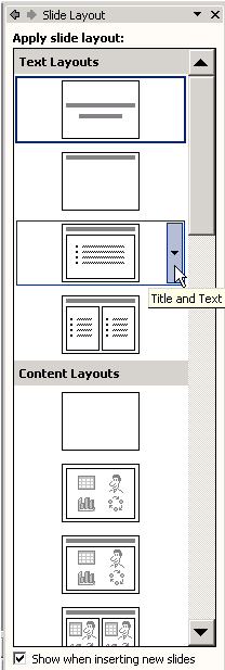 Choose Slide Layout