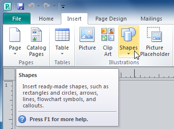 The Shapes drop-down command