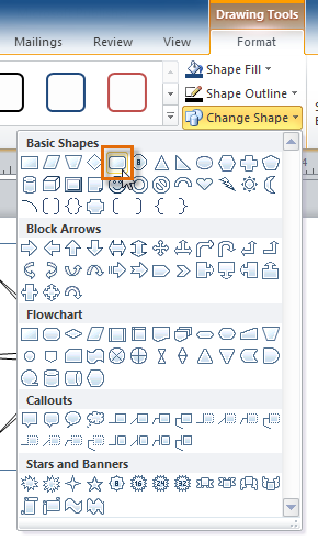 Selecting a new shape