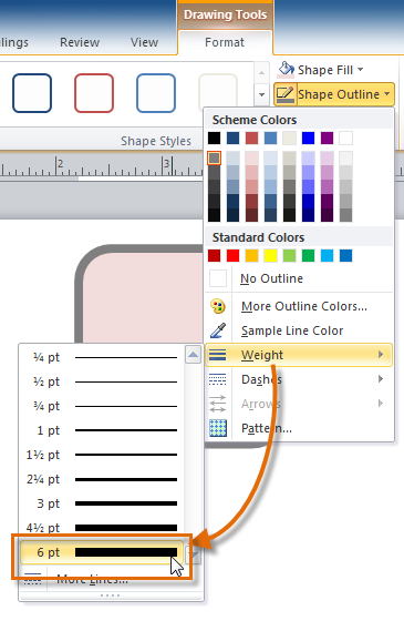 Applying a thicker outline