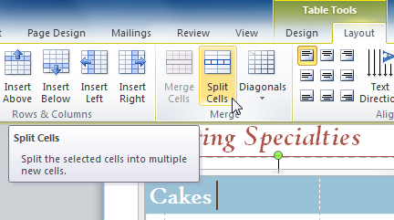 The Split Cells command