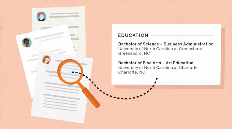 resumes with magnifying glass