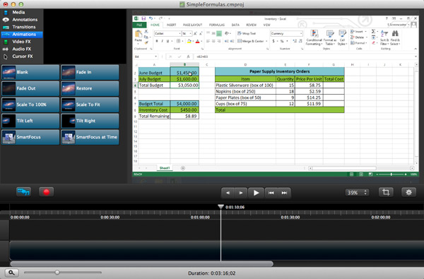 Screenshot of Camtasia