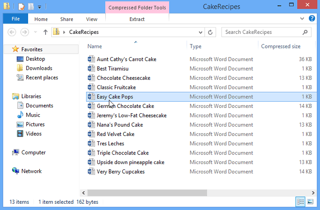 double-clicking a file inside a zip file