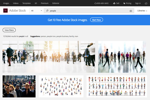 screenshot of Adobe Stock's website