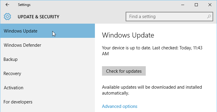 windows update preferences