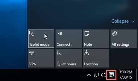 turning on Tablet mode