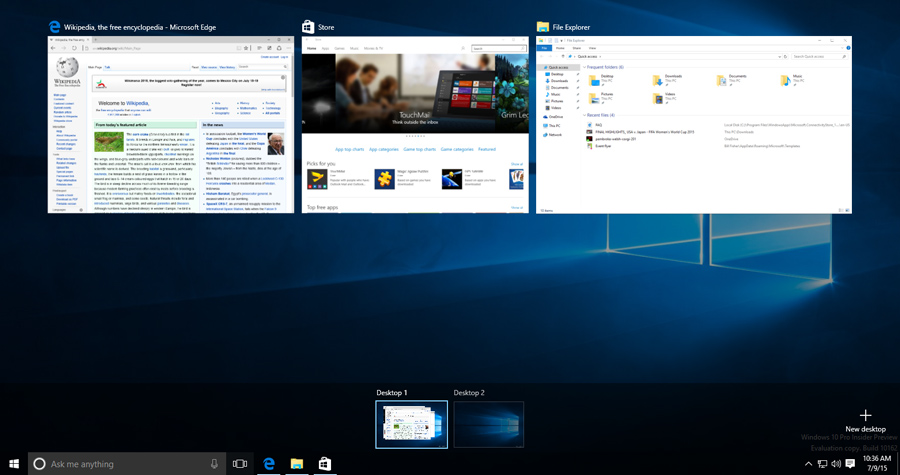 using the Task View feature on Windows 10