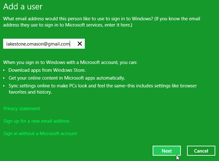 Screenshot of Windows 8