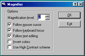 Magnifier Dialog Box