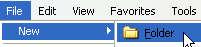 Creating a new folder via the File menu
