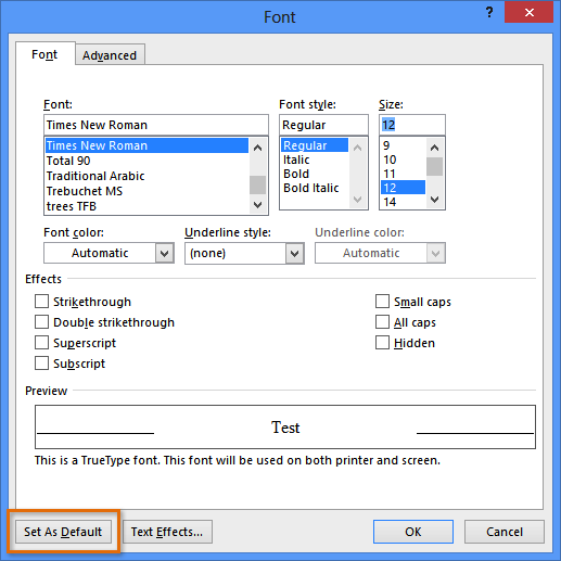 Screenshot of Microsoft Word