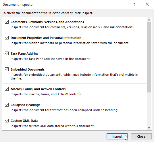 inspecting the document with the inspector