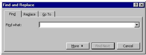 Find and replace dialog box