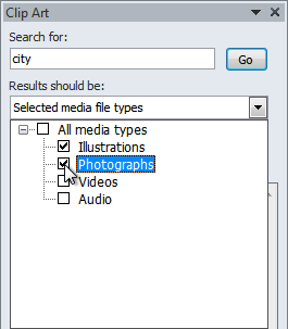 Choosing which media types to display