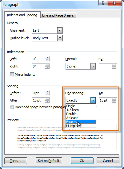 Fine-tuning the line spacing