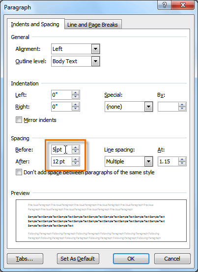 Fine-tuning the paragraph spacing