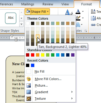 Changing the fill color