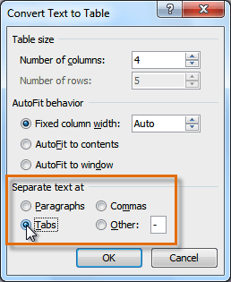 Separating text at Tabs