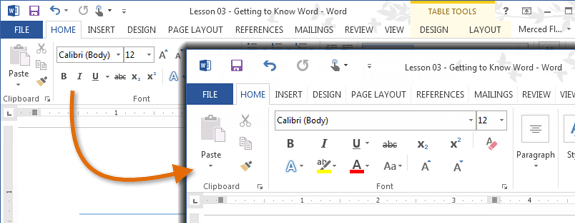 Screenshot of Word 2013