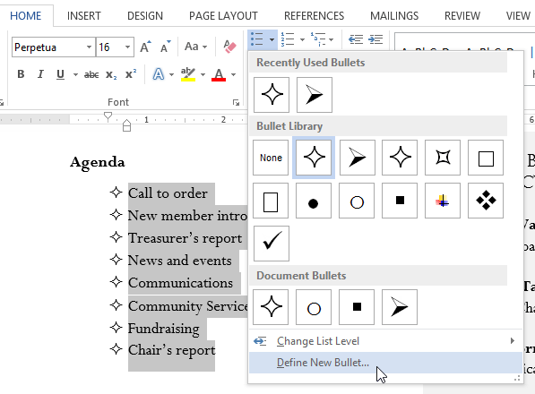 Screenshot of Word 2013