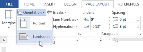 Screenshot of Word 2013