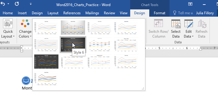 selecting a chart style