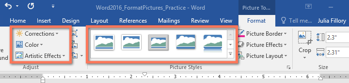 adjustment options