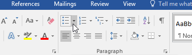 Clicking the Bullets drop-down arrow